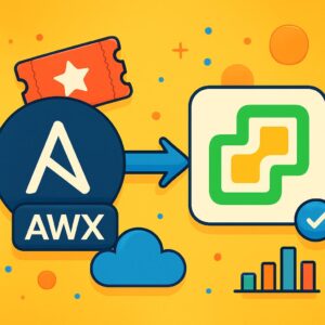 Ansible AWX and vCenter logo on a bright background illustrating a self-service VM portal setup